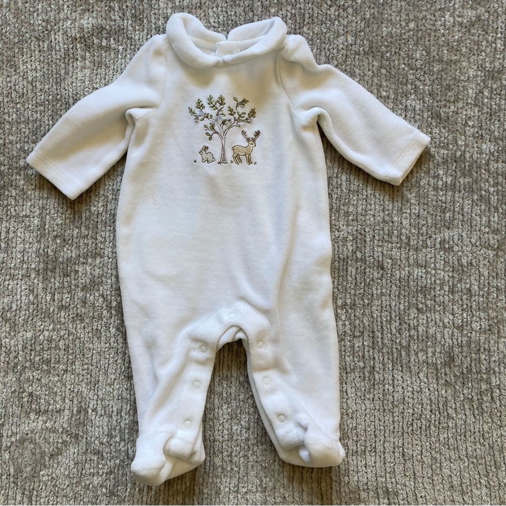 Janie and‎ Jack Newborn Sleeper Deer Bunny Tree Embroidery Unisex Soft Cozy